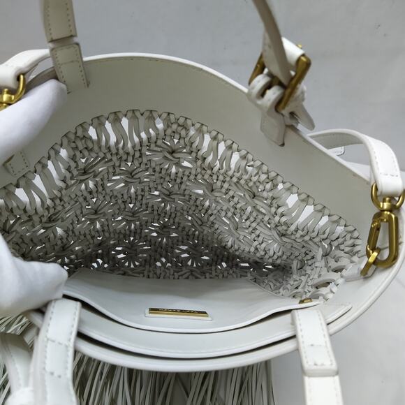 Tory Burch White Leather Woven Braided Macramé Fringe Limited Ed Crossbody Bag - Picture 10 of 16
